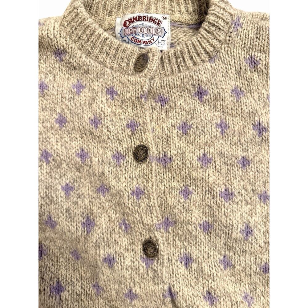 VINTAGE Cambridge Dry Goods Cardigan Sweater Medium Metal Buttons 3492-10 - Picture 7 of 13